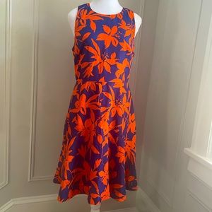 J.Crew Dress Size 6, blue with orange floral design.